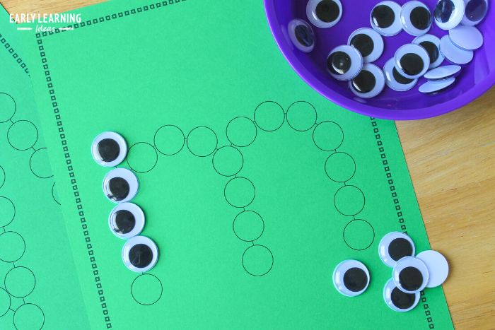 Use googly eyes with your alphabet dot letters.