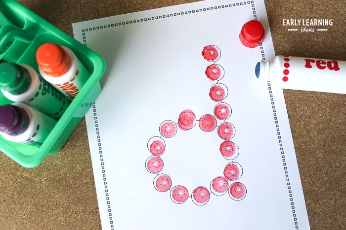 Use dot markers and stamps with your alphabet dot letters.
