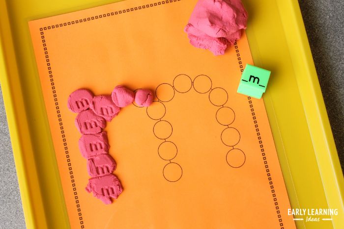 Use playdough with your alphabet dot letters.