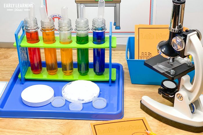 Add a lab to your doctor dramatic play center. 