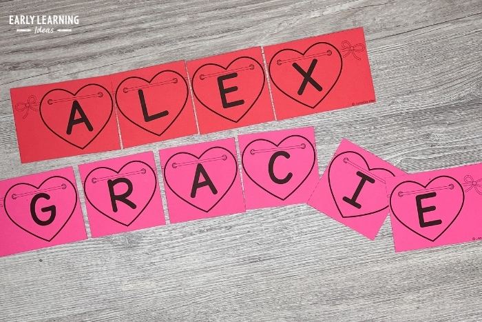 Valentine's Day name puzzles with kids names on them