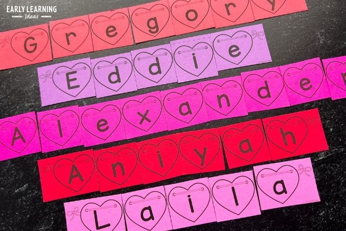 bright editable valentine's day name puzzles with kids names on them