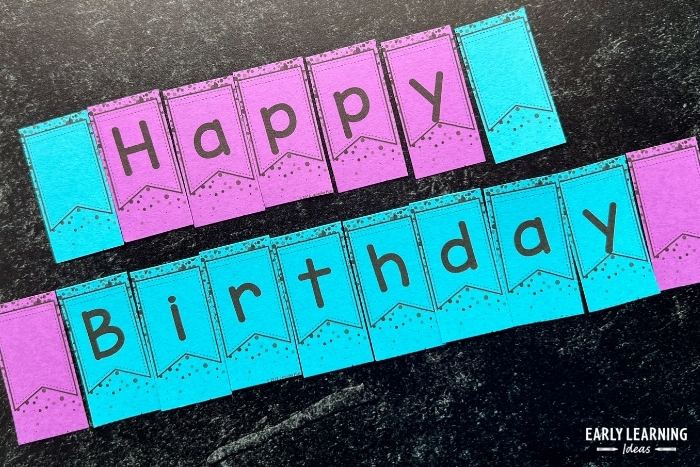 Make birthday banners with the printable name puzzles