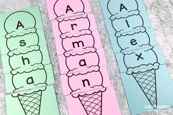 beginning sound activities with ice cream printable name puzzles
