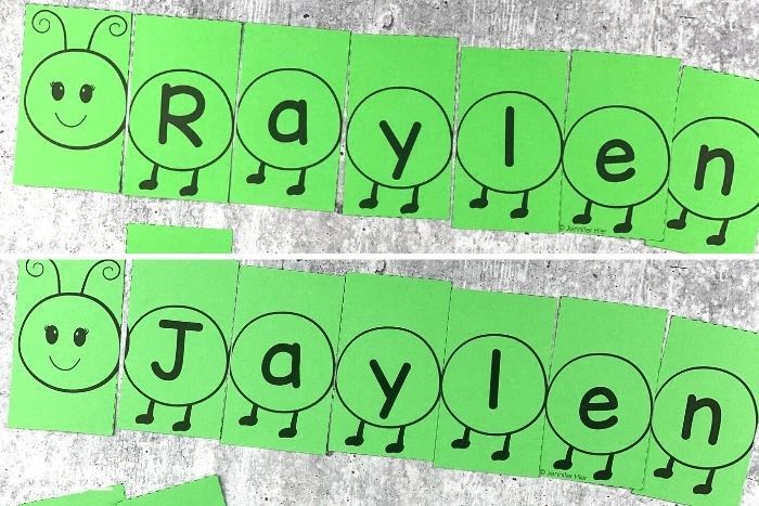 example of rhyming activities with caterpillar printable name puzzles