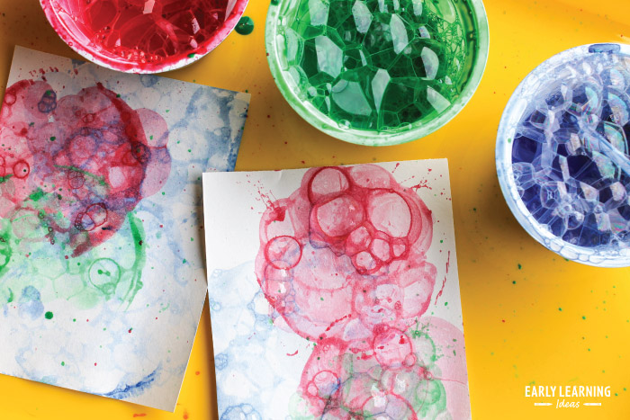 bubble painting prints on paper an example of the difference between art and craft in preschool