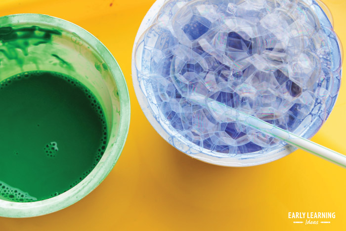 art activities for preschool:  How to paint with bubbles