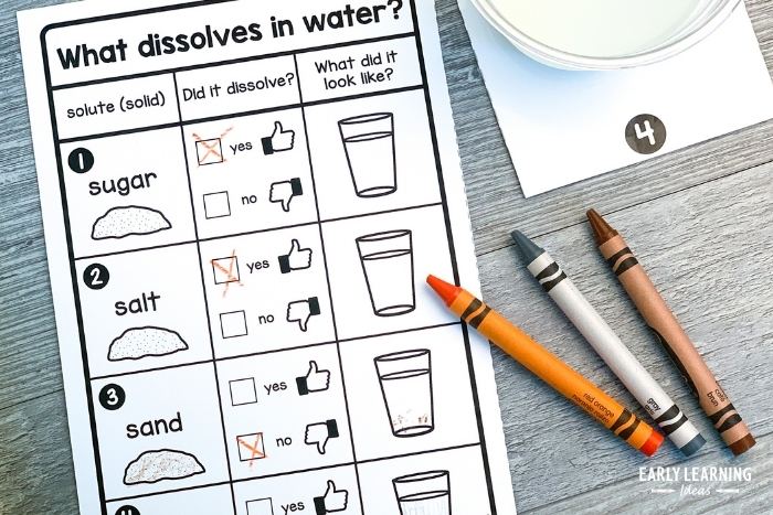 simple data recording sheet for preschool water experiments