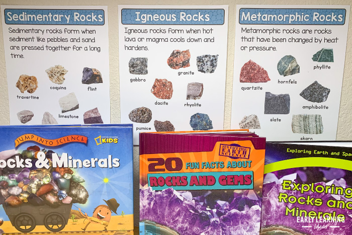 learn about rocks in a preschool geology lab dramatic play center