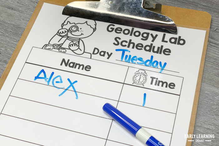preschool geology lab dramatic play printables