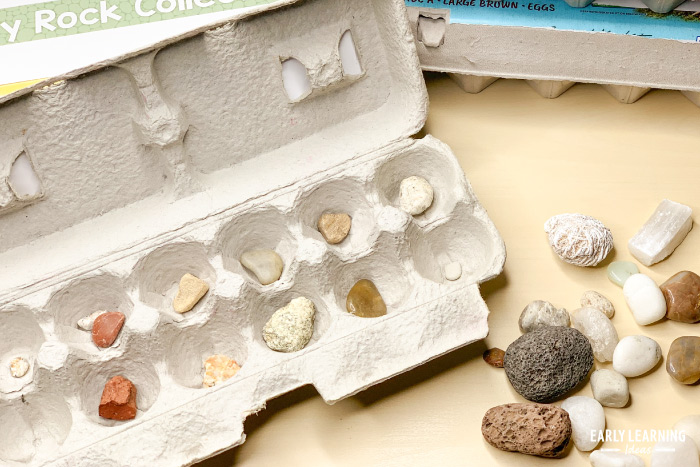 a rock collection for a geology lab dramatic play center for preschoolers