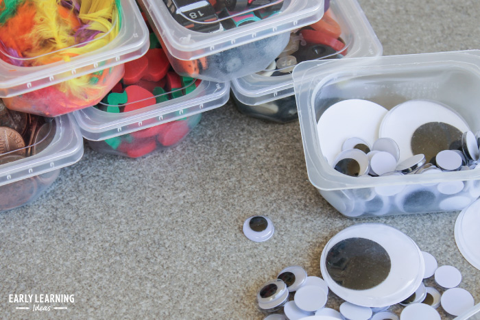 prepare the measurement activity  by preparing containers filled with items