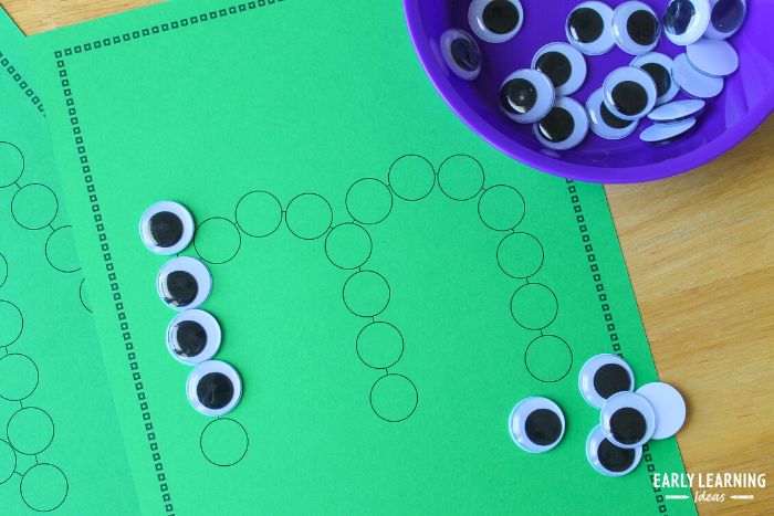 monster theme letter m activity with googly eyes
