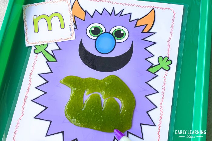 monster letter practice activity for kids
