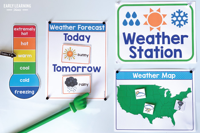 kids can pretend to be a meteorologist in a weather station dramatic play area