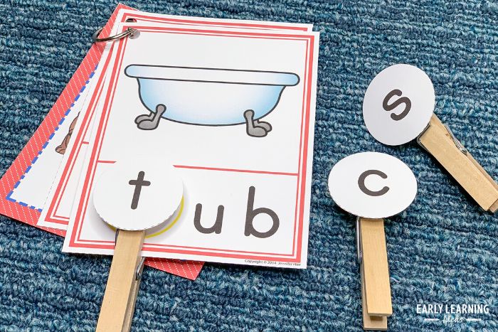 A beginning sound clip card featuring the CVC word tub.  Kids can use this to work on isolating  and manipulating initial phonemes and phonics instruction in CVC words
