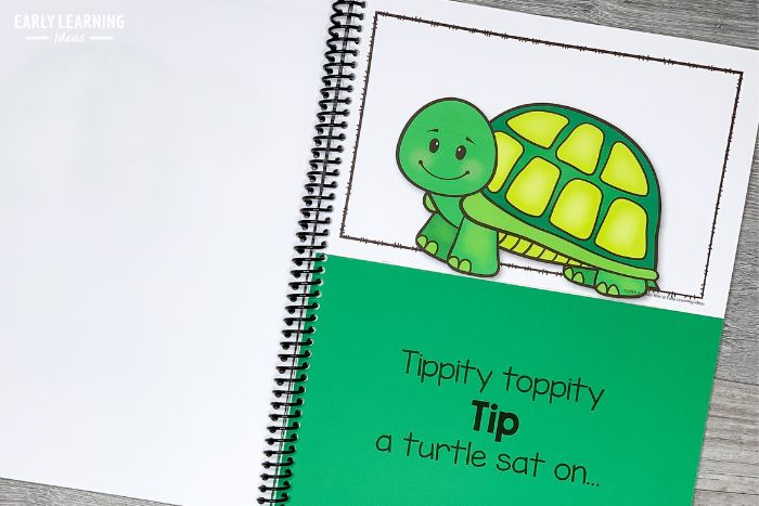 A turtle version of the name rhyming book for preschoolers. Use for rhyming and phonological awareness activities.