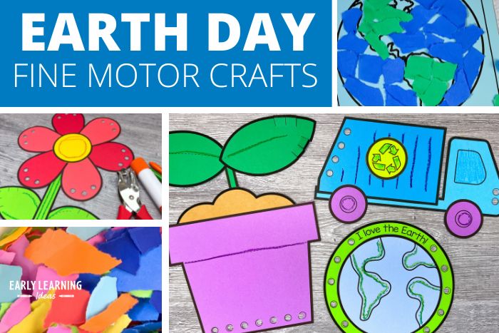 Earth Day crafts for preschoolers and Earth day fine motor activities.