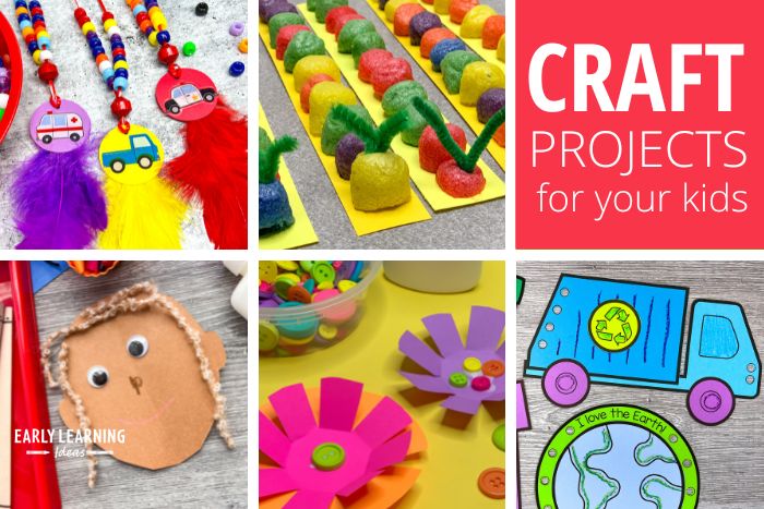 Over 25 ideas for easy craft projects to do with kids.