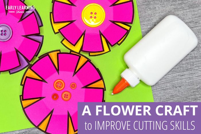 Use this free flower craft for preschoolers.  The free printable is an example of how to improve cutting skills.