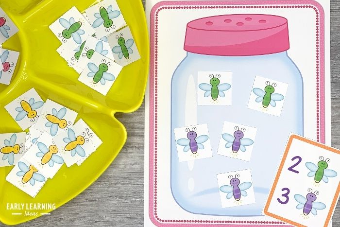 A printable bug counting activity is an example of fun insect activities for preschoolers