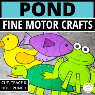 pond animal fine motor and hole punch craft for kids
