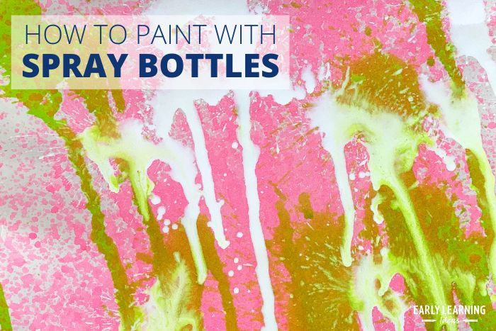 how to paint with spray bottles written on a painted pink, green, and white background
