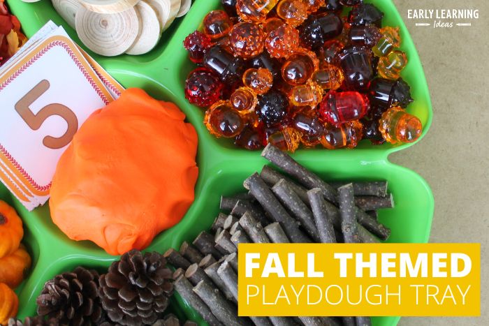 How to make a fall theme playdough tray - playdough activities for fall
