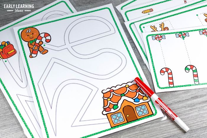 Christmas fine motor maze for pre-writing practice