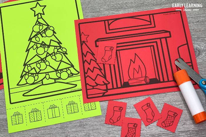 Christmas fine motor cutting and pasting activity