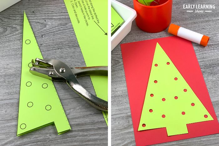 Christmas tree cutting and hole punch actiivty