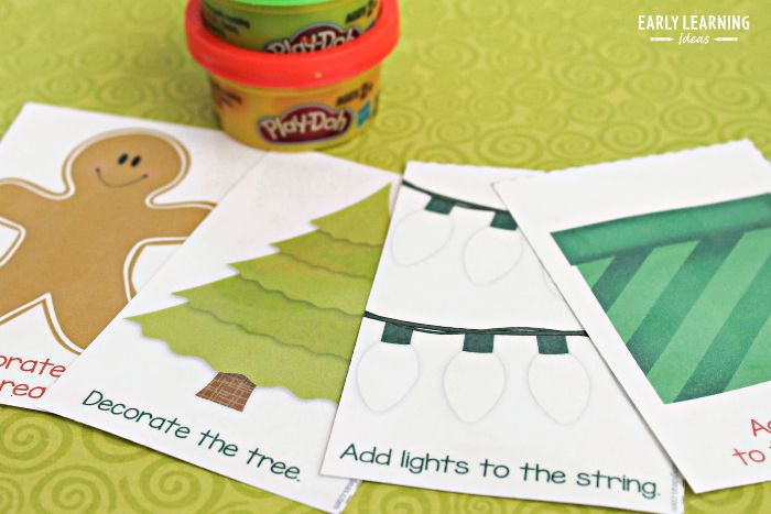 mini Christmas playdough mats and a small container of playdoh make a simple and inexpensive gift for students.