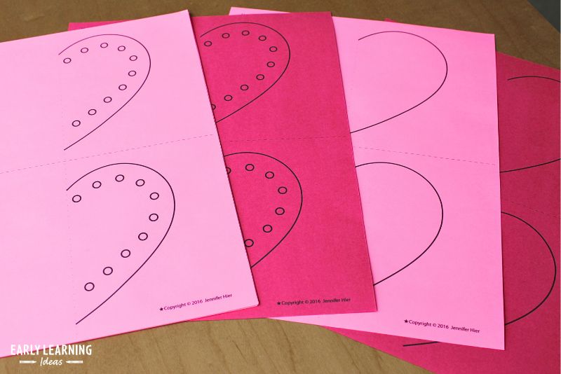 Valentine's Day Fine Motor Activities for Preschoolers printed on red and pink paper.
