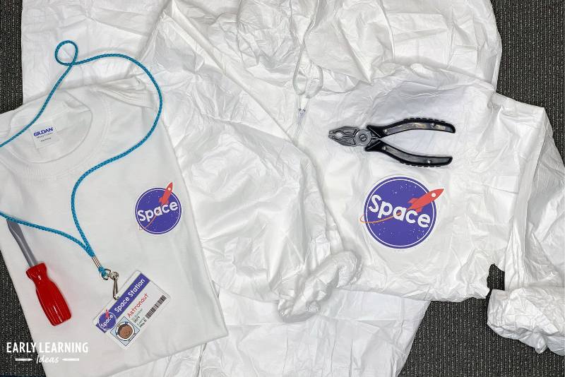 Astronaut dress up clothes for a space dramatic play center