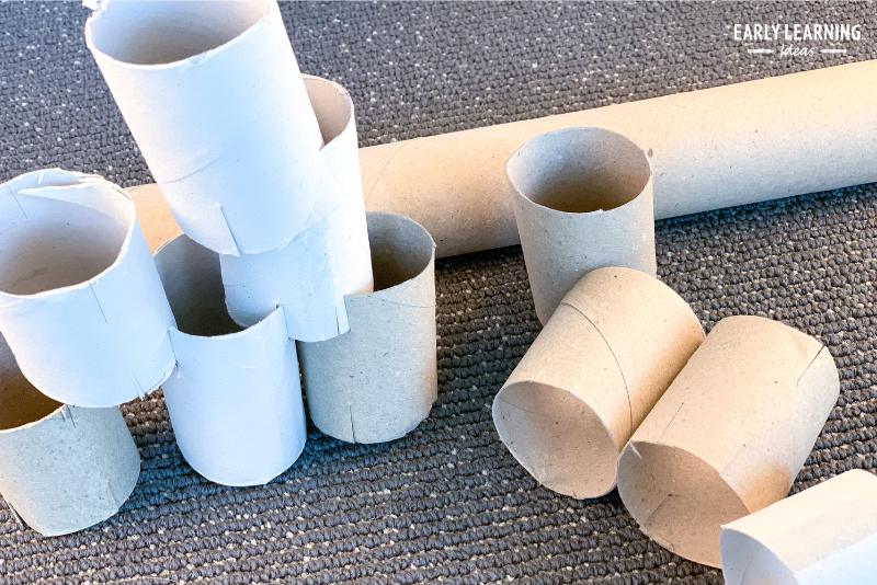 How to build a tower with cardboard paper towel rolls