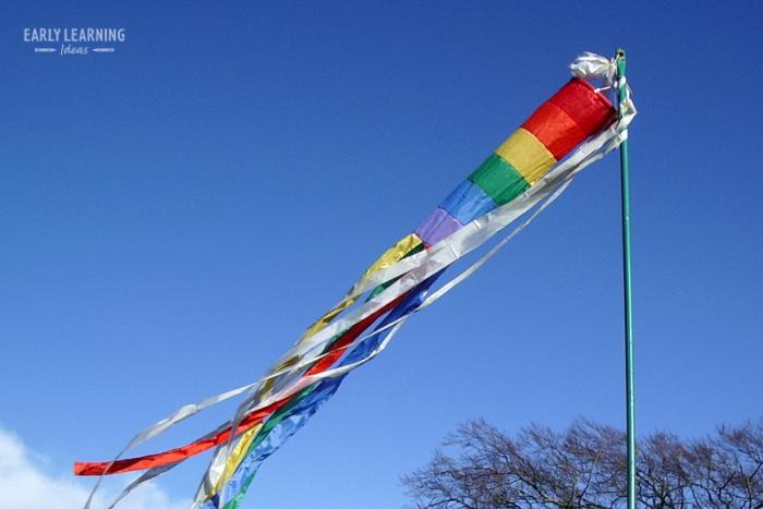 a wind sock as an example of weather activities for preschool