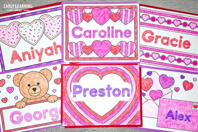 Valentine's Day name art coloring pages