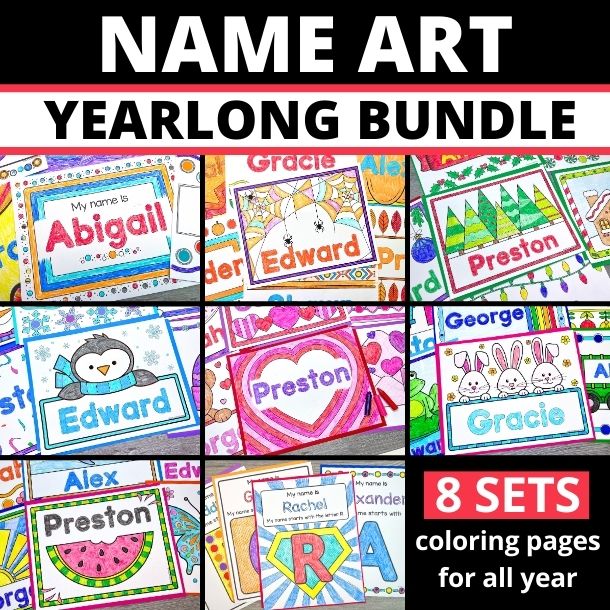 name art and coloring pages for he entire year