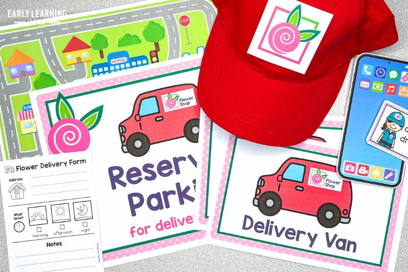 flower shop dramatic play delivery signs and map