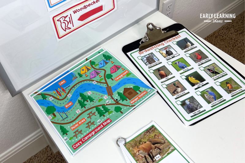printables for a camping dramatic play center.