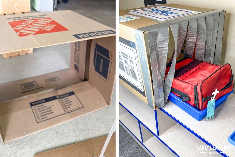 DIY baggage scanner or X-ray machine for an airport dramatic play area