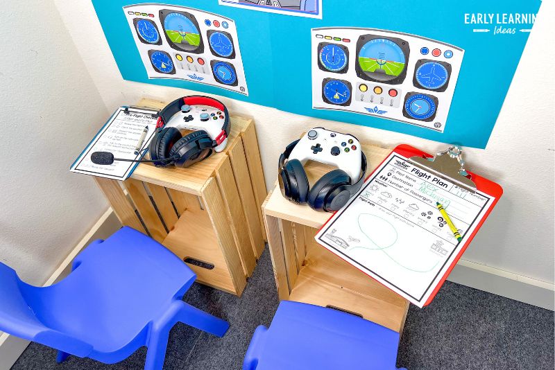 dramatic play airport cockpit for a pretend airplane