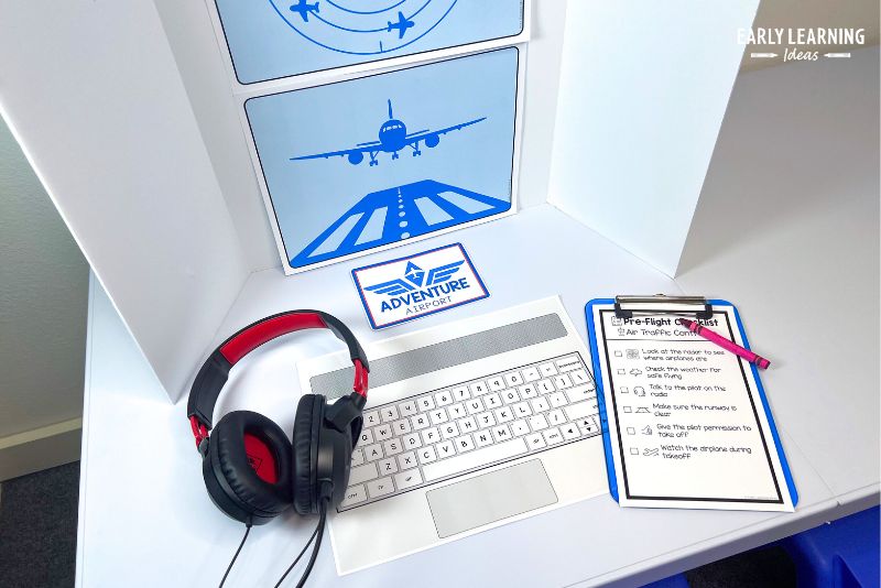 air traffic control center in a preschool airport dramatic play center