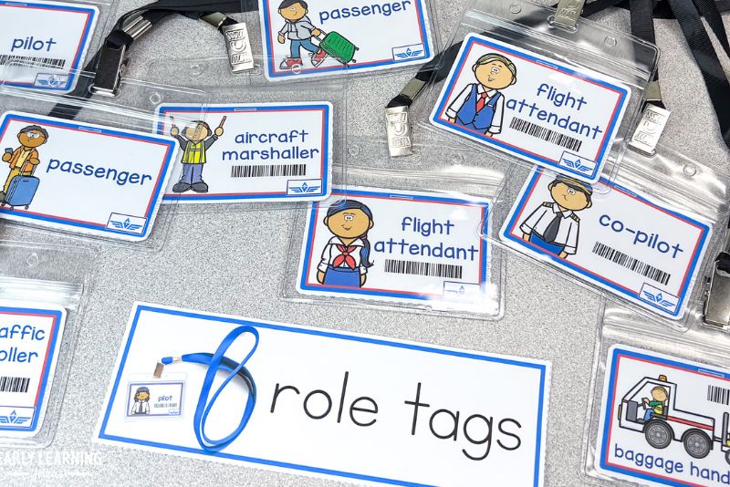 role play name tags for dramatic play airport