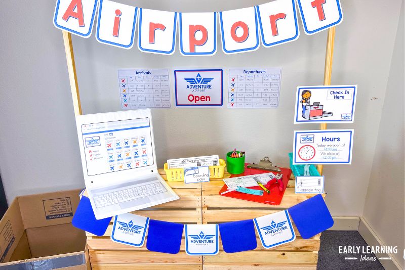 Check in area in a dramatic play airport