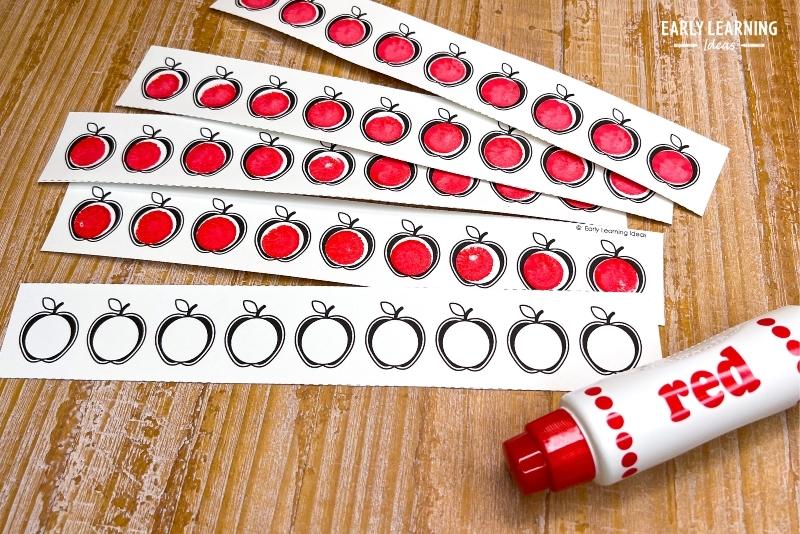 apple theme dot sticker strips with a red dot marker