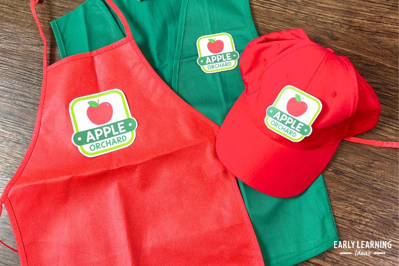 apple orchard apron, vest and hat for a dramatic play center
