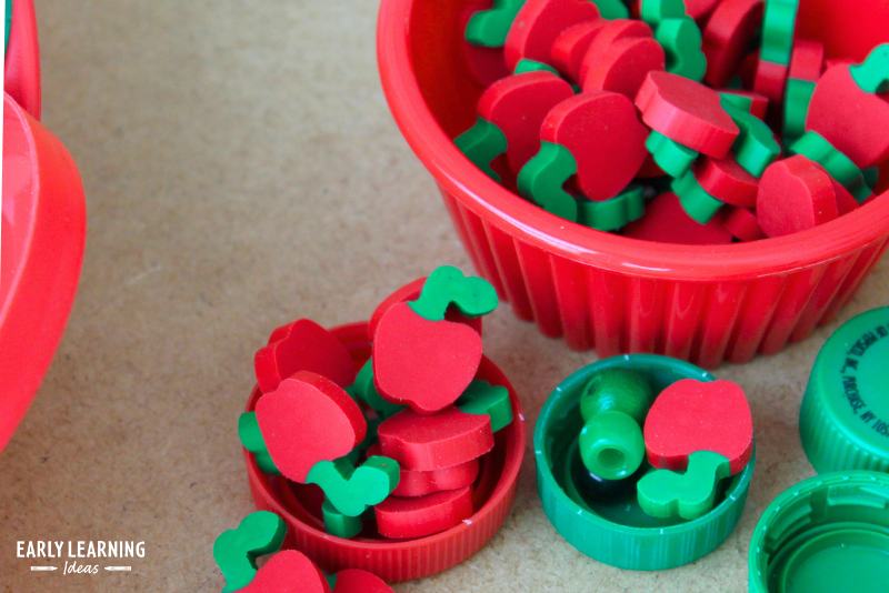 apple mini erasers and bottle caps