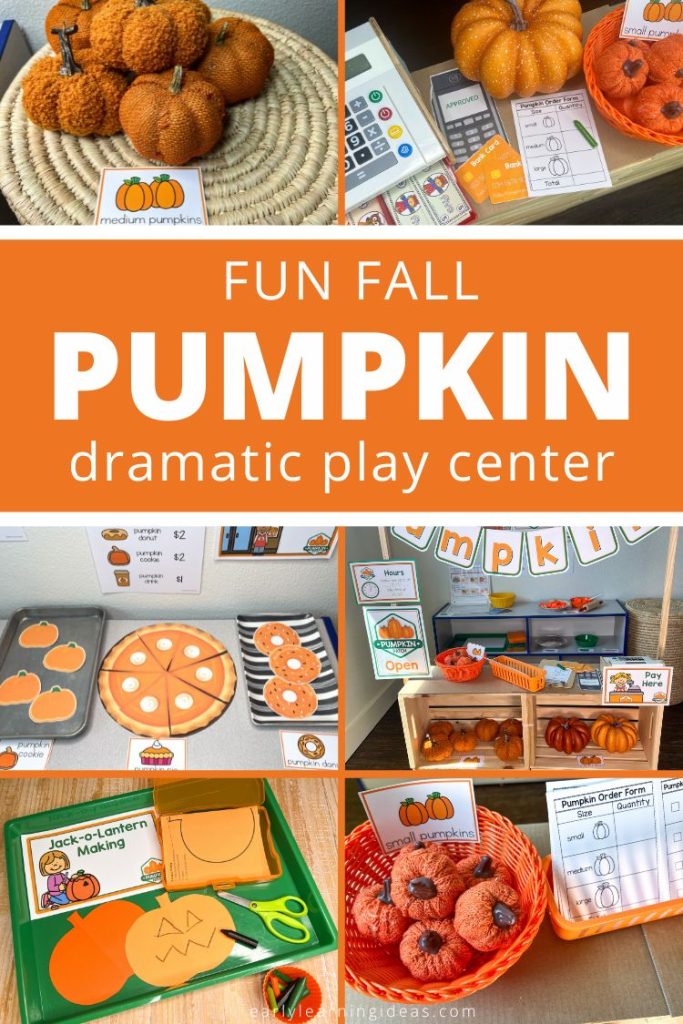 pumpkin patch and bakery dramatic play center ideas collage