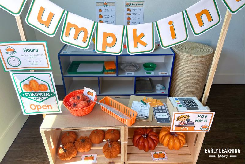 pumpkin market dramatic play center.
